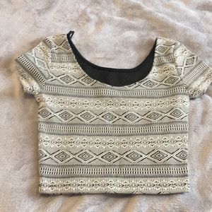 H&M black & white tribal patterned crop top